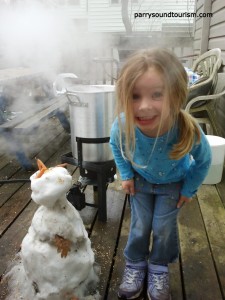 Excited about boiling maple sap